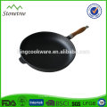 Round Cast Iron Grill Pan with wooden handle